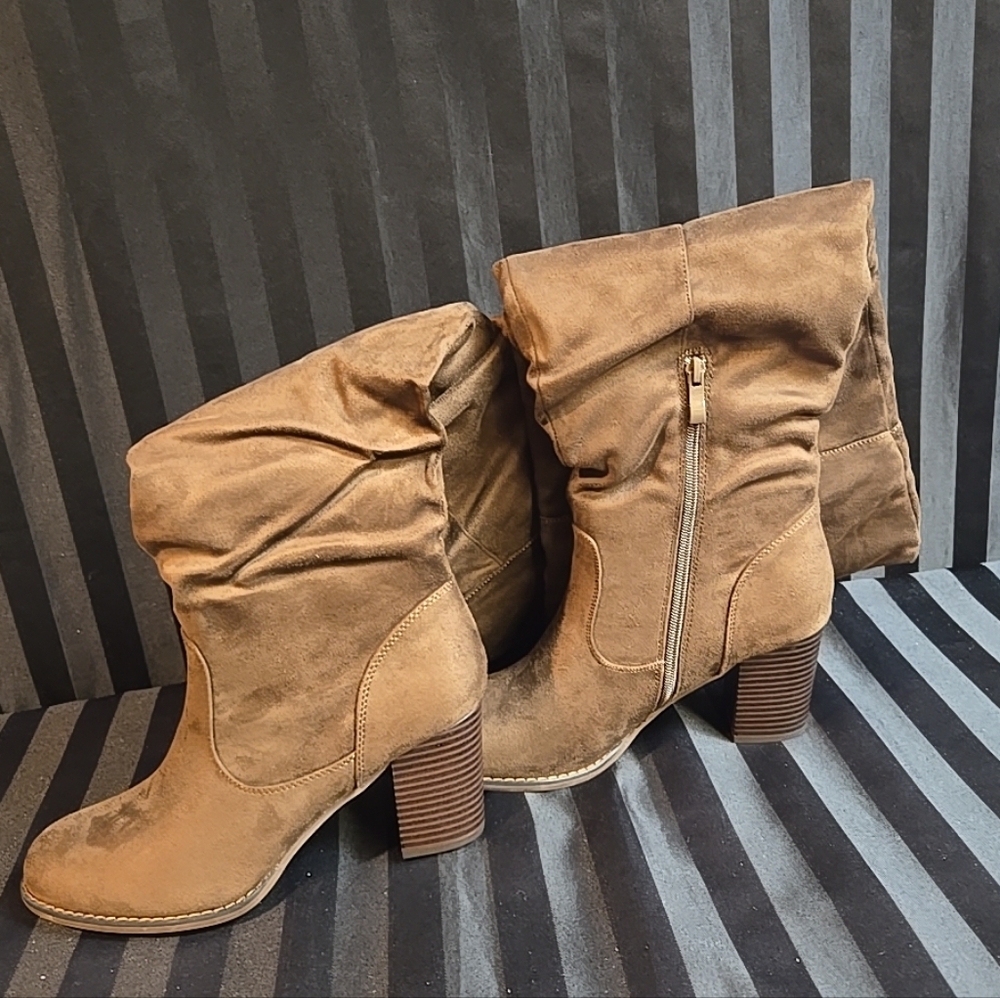 Journee Collection Women US 7 Or 10 Kaison Thigh High Boots Faux Suede Chocolate - Picture 12 of 16